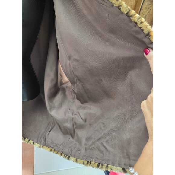 Vintage Leopard Print Faux Fur Vest With Satin Lining Appears Hand Sewn One Size - Picture 12 of 14